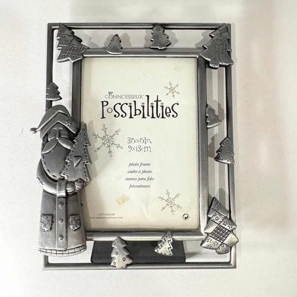 Connoisseur Possibilities Santa Christmas Tree Pewter Metal 3.5x5 Photo Frame